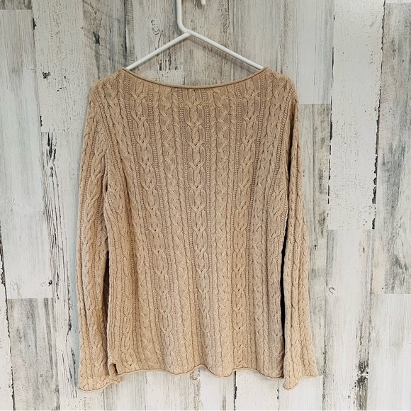 Lauren Ralph Lauren Women’s Size Large Round Neck Cable Knit Sweater In Bone - Picture 6 of 6